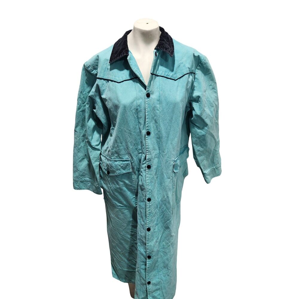 Saddlesmith Outfitters Western‎ Duster Jacket Teal Canvas Ranch Coat Small